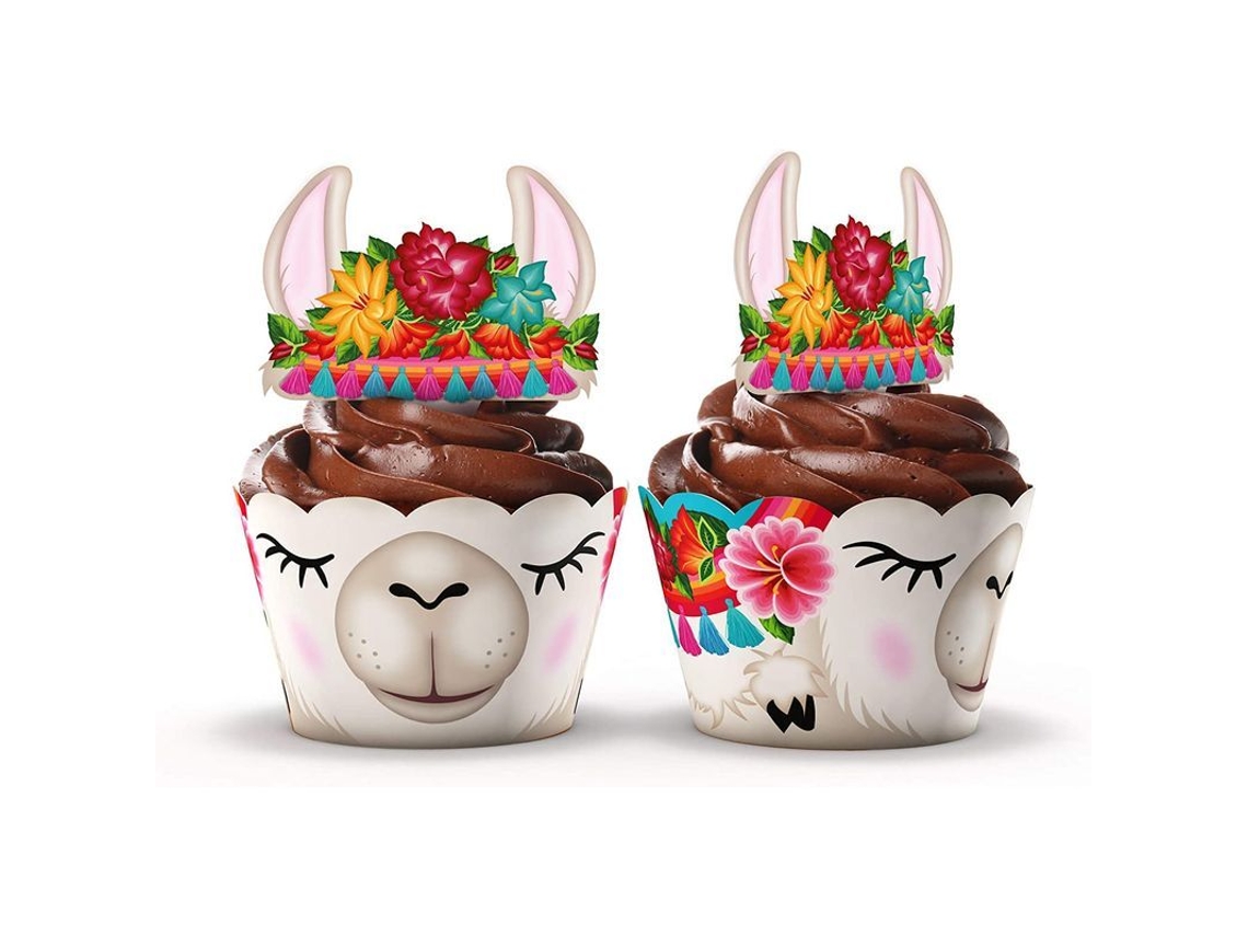 Accesorios Y Envoltorios Para Cupcakes - Juego De 24 - Artículos Para Fiestas (llama)