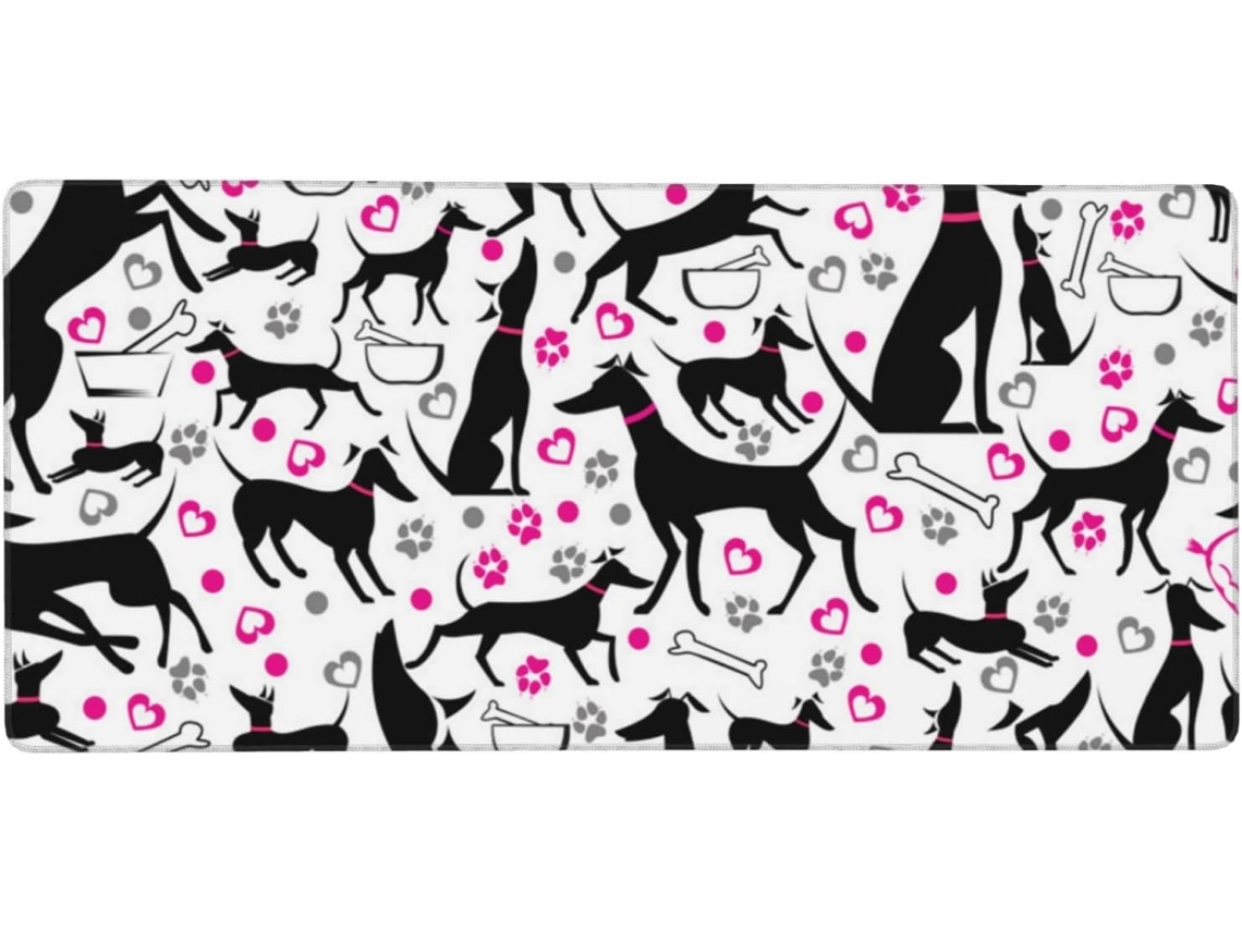 Besportble Alfombrilla De Ratón De Gran Formato Con Diseño De Galgos Y Huella De Pata Y Goma Antideslizante...