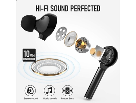 Earbuds Chronus Stereo Bass Led Power Display Hd Call BISBISOUS True Wireless Bluetooth Blanco