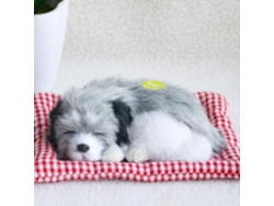 Ats-perro Dormido En Almohada Peluche Cachorro Lindo Con Sonidos Guau Para Niños Gris Blanco