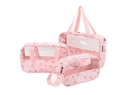 Neceser transparente impermeable con cremallera, disponible en 3 tamaños, ideal para la playa y la piscina (color rosa).