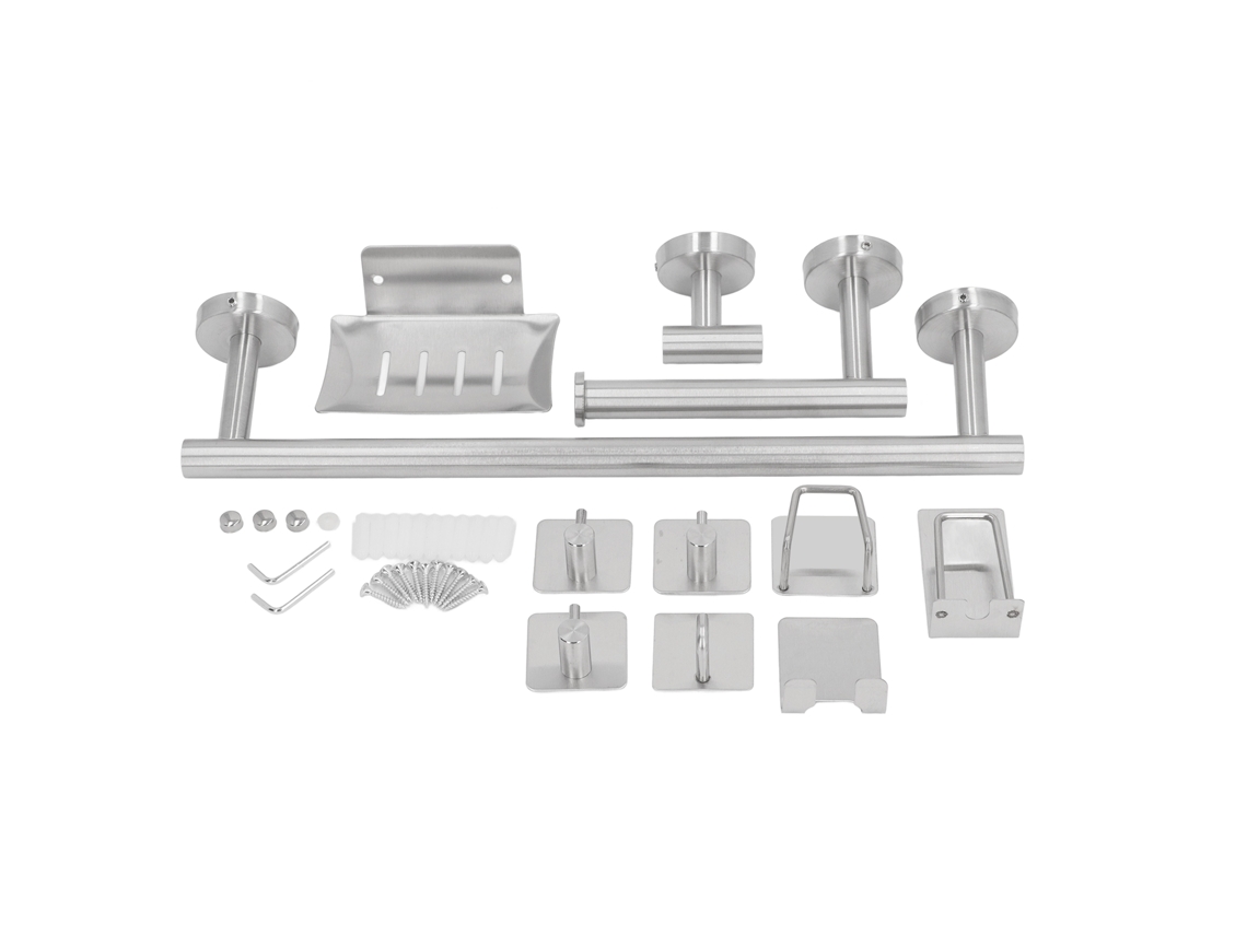 Juego de accesorios de baño, 11 piezas, barra de toalla de acero inoxidable de 15,6 y 6,3 pulgadas con ganchos, accesorios de baño montados.