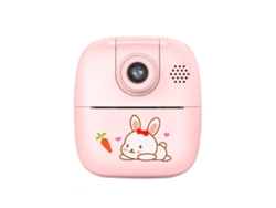 Cámara digital infantil de dibujos animados de alta definición imprimible con lente giratoria (rosa + 32 g)