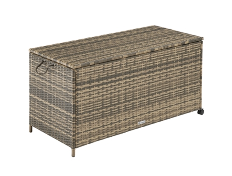 Baú TECTAKE (117 x 54.5 x 63 cm - Poli-Ratán - Marrón)