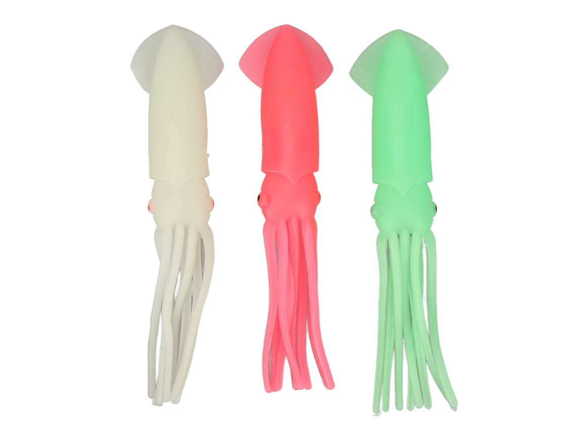 3 Señuelos Blandos De Imitación De Calamar Y Pulpo Que Brillan En La Oscuridad, 20 Cm.
