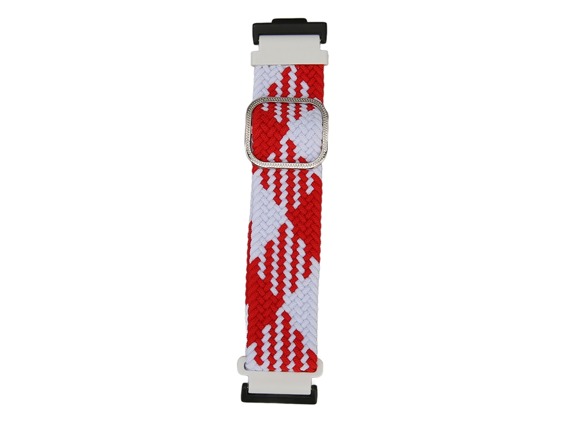 Correa deportiva de nailon trenzado para Huawei Watch Fit 2, roja y blanca, ajustable