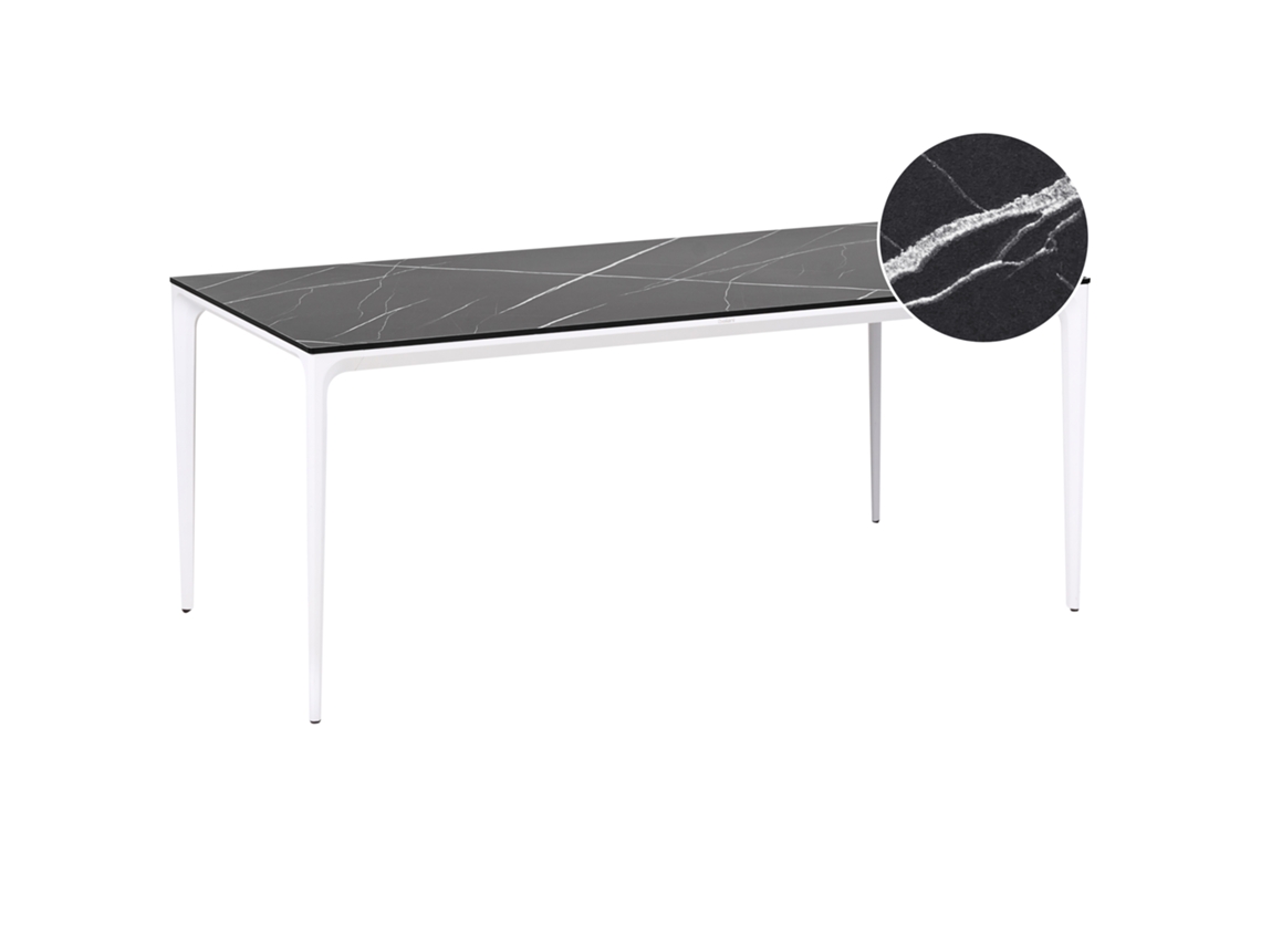 Mesa de comedor de jardín Beliani Sovareto en laminado de alta presión negro 90x180x75 (hpl)
