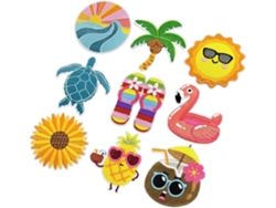 Juego De 9 Parches Bordados Termoadhesivos Con Temática Playera Para Sombreros Y Bolsos.