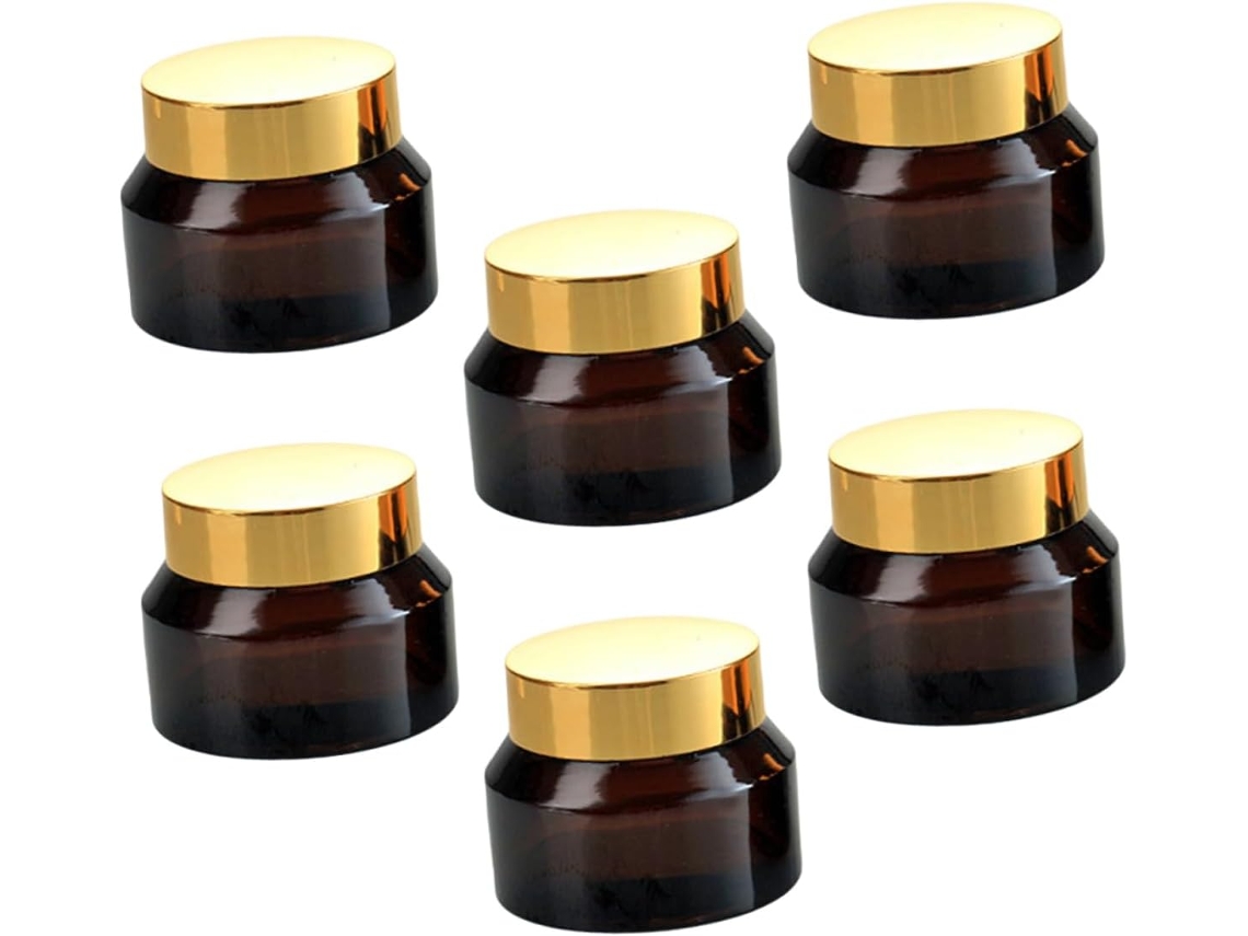 6 Tarros De Cristal De 50 Ml Con Tapas Antiderrame, Envases Cosméticos Duraderos Para Cremas, Juego De 6
