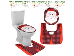 2026altiro-decoración Navideña Para El Baño: Funda Para El Asiento Del Inodoro Y Alfombrilla De Baño - Papá Noel Rojo
