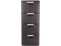 Curver Librería Con 4 Cajones Cómoda De Baño Ratán Marrón 4x14l Kadax