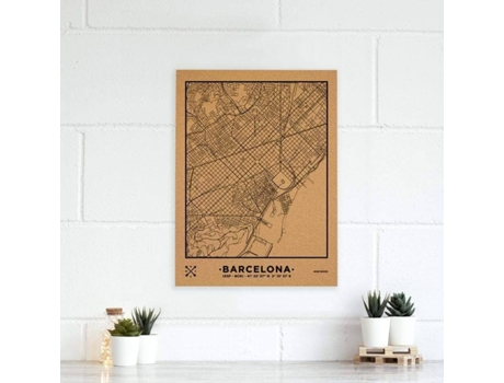 Mapa de Corcho MISSWOOD Woody Map Natural Barcelona