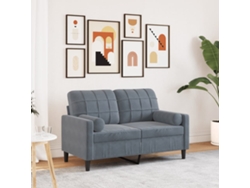 Sofá De 2 Plazas Con Cojines Terciopelo Gris Oscuro 120 Cm
