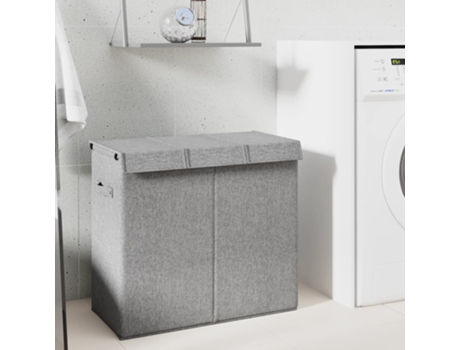 Cesto ropa sucia plegable lino sintético gris 64,5x34,5x59 cm VIDAXL
