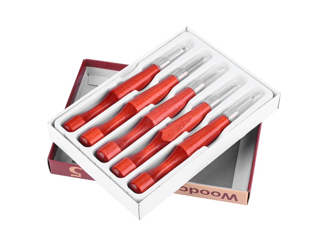 Juego de herramientas para tallar madera con mango de abedul y acero aleado (5 piezas) Sin marca