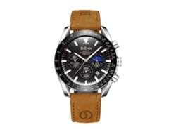 Reloj De Hombre Elegante (marrón/negro), Cronógrafo De Seis Manecillas, Reloj Deportivo Multifuncional De Cuarzo Con Acabado Luminoso.