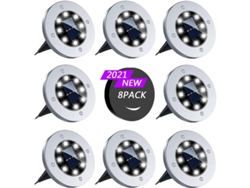 Luces Solares Para Exteriores, 8 Unidades, Impermeables, Con 8 Led, Para Iluminar Caminos (blanco Frío).