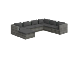 Conjunto 7 de muebles de jardín VIDAXL y cojines ratán sintético gris