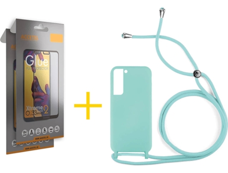 Carcasa + 2 Protectores de Pantalla para Samsung Galaxy S22 Plus 5G ACCETEL Azul Claro