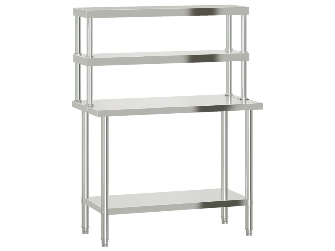 Mesa de trabajo de cocina con estante MAISON EXCLUSIVE Acero inoxidable (110x55x150 cm)