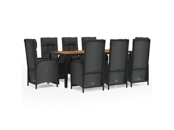 Maison Exclusive - Set De Comedor De Jardín 9 Pzas Y Cojines Ratán Sintético Negro