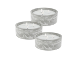 WELL HOME - Pack 3 Velas LED redondada gris marmolado