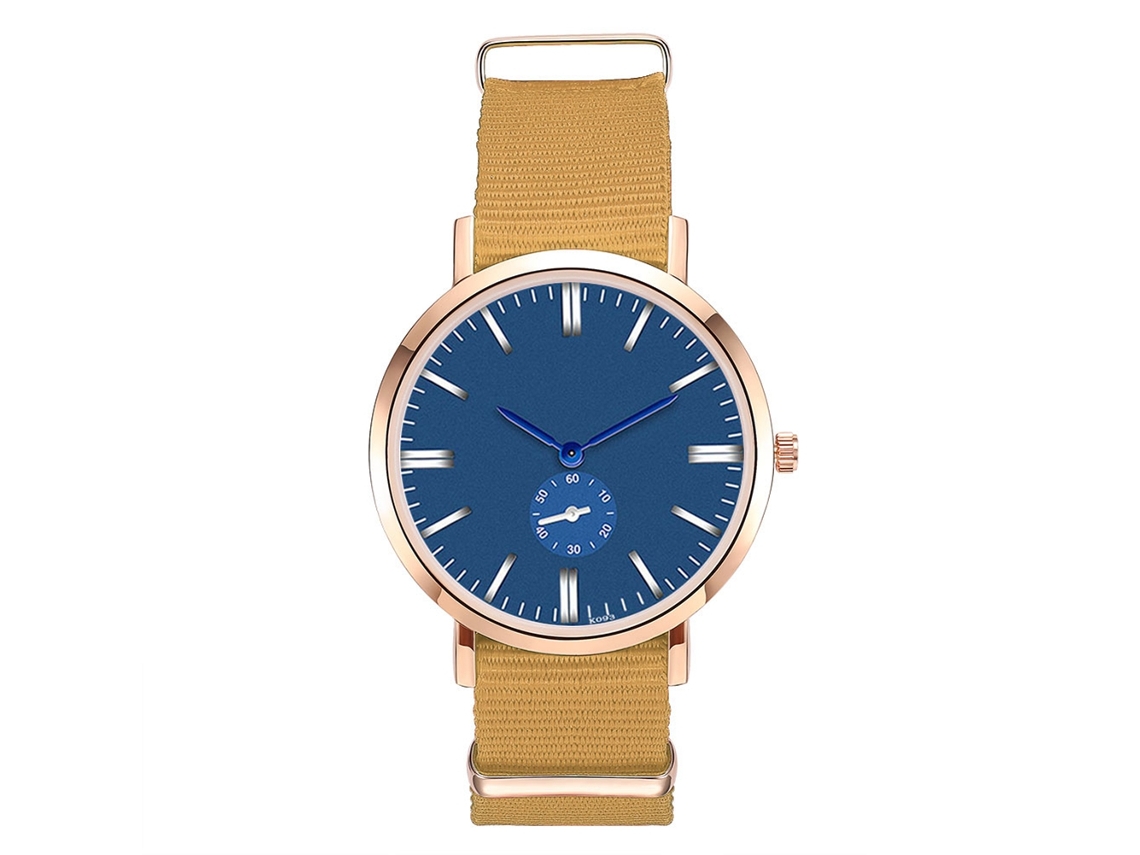 Reloj De Cuarzo Con Correa De Nailon Unisex Zhoulianfa Dial Redondo Puntero Azul (amarillo)