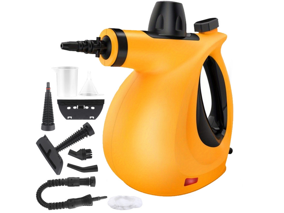 Limpiador a vapor portátil de alta temperatura, 250 ml, con 9 accesorios para limpieza de cocina y coche, color naranja Gertiz