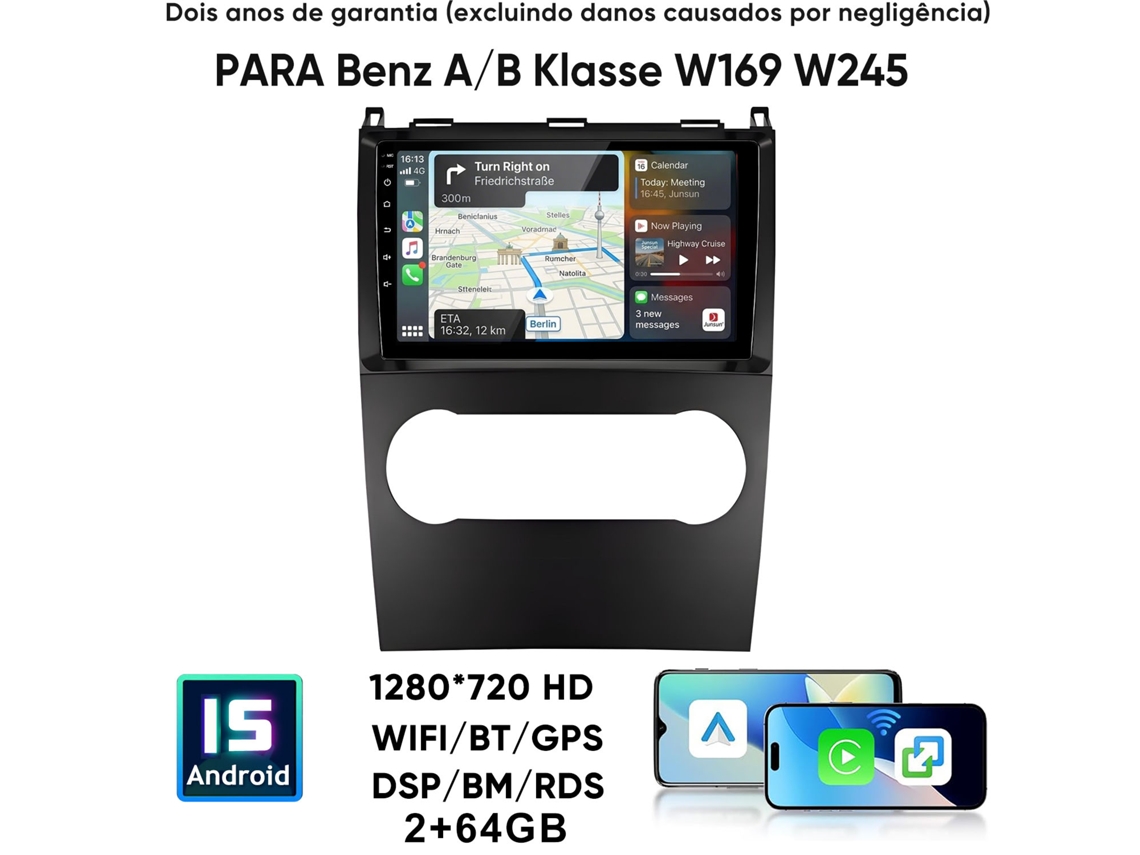Autorradio Junsun De 9" Android 15 2gb+64gb Gps Wi-fi Rds Dsp Para Mercedes Benz Clase A/b W169 W245 Carpaly Android Auto
