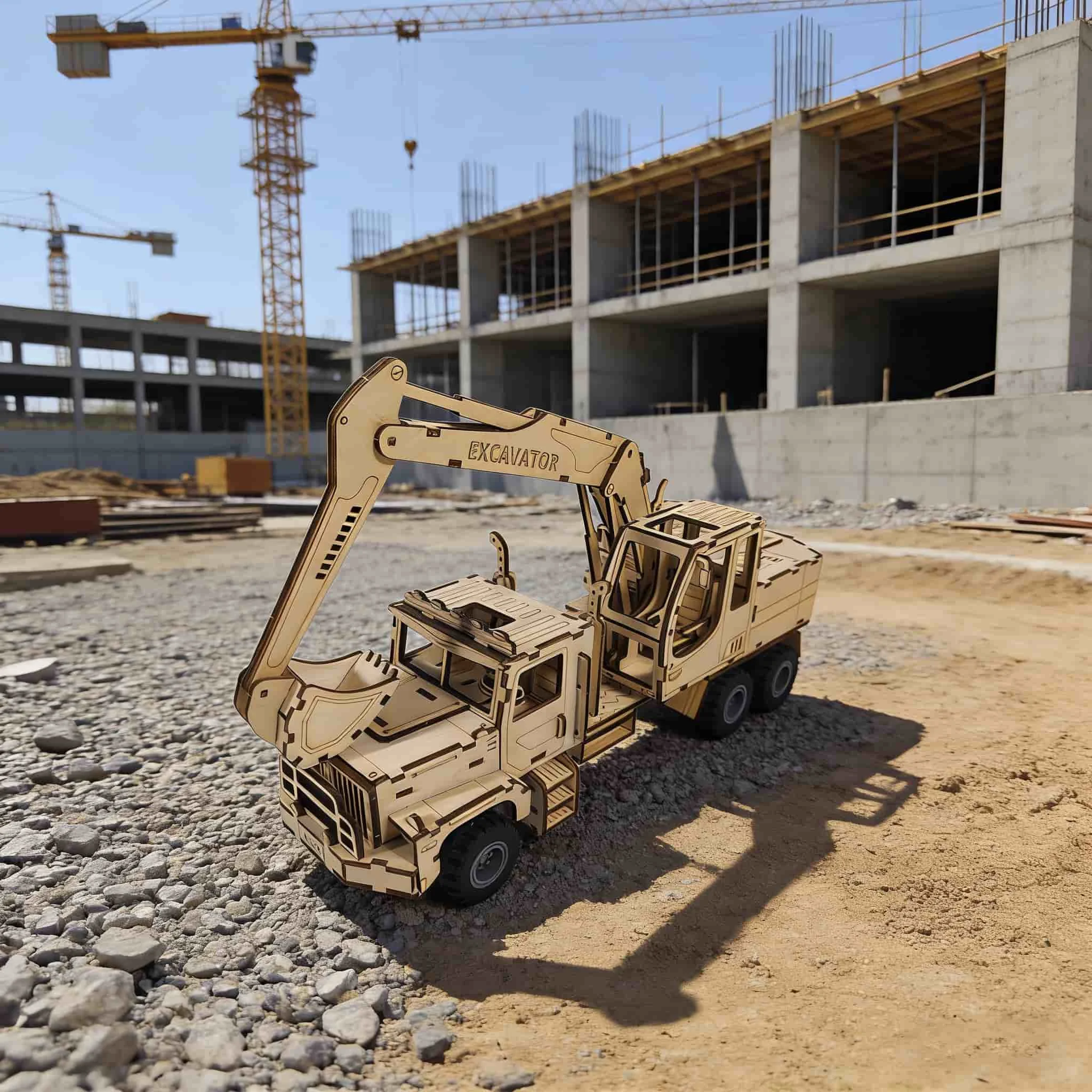 Modelo 3D de excavadora de madera para armar MDUG