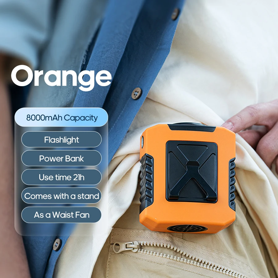 (naranja, 8000mah)usb Mini Ventilador Recargable Portátil Para Acampar Al Aire Libre, Senderismo, Escalada, Correr Y Otros Deportes
