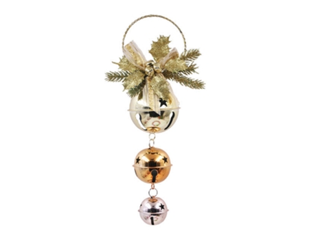 Adorno de Navidad ZMDECQNA Colgadores Puerta Cascabel Campana Colgante Cinta Dorado (24x16x9cm)