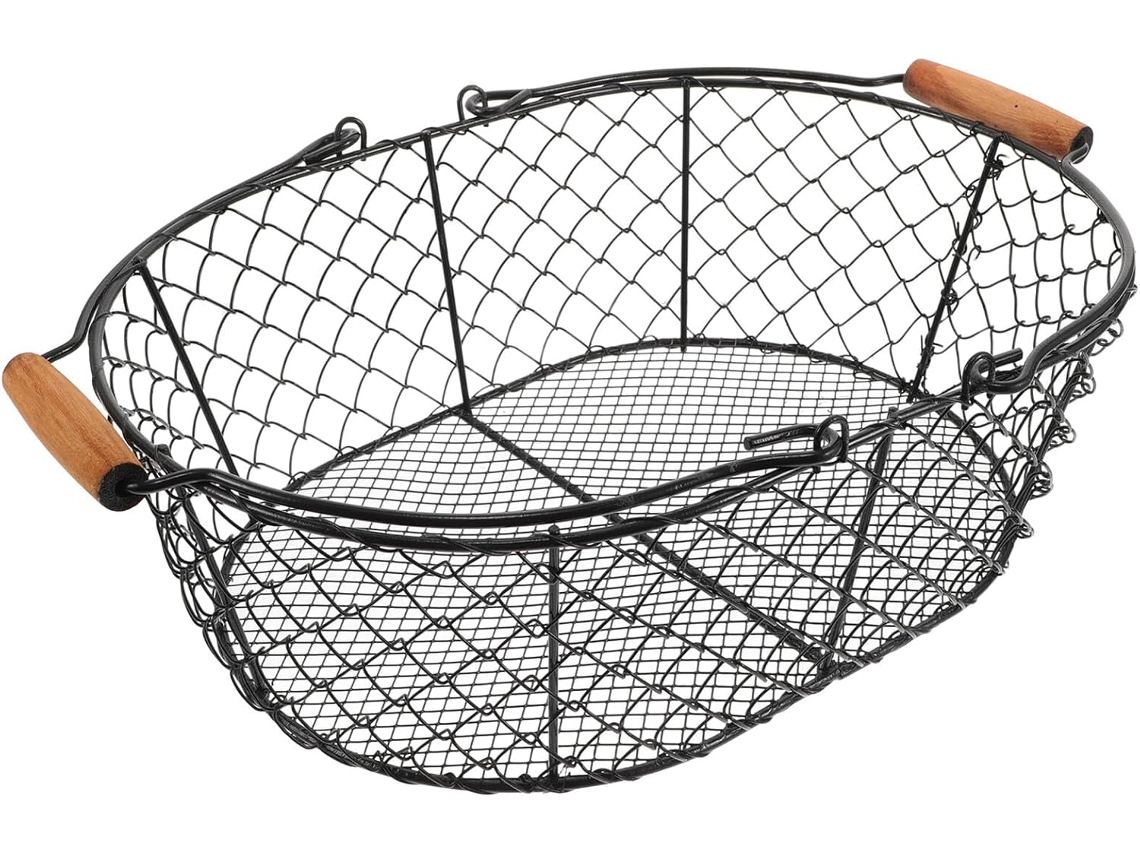 Cesta Para Carbón Con Asa, Gran Contenedor De Almacenamiento De Metal Gris Para Chimenea.