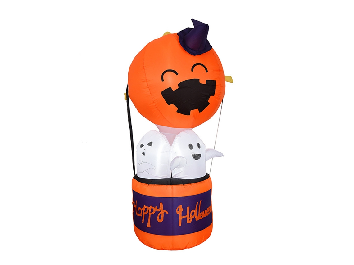Globo Hinchable De Halloween 80x80x180cm Calabaza Fantasma Con Luz Para Decoración De Jardín Exterior
