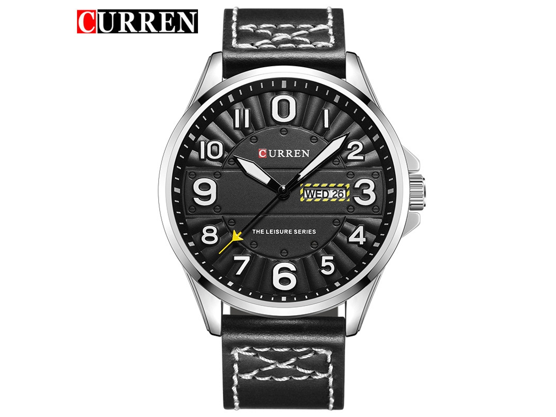 Reloj De Pulsera De Cuarzo Con Correa De Cuero Para Hombre, Estilo Casual, Con Calendario.