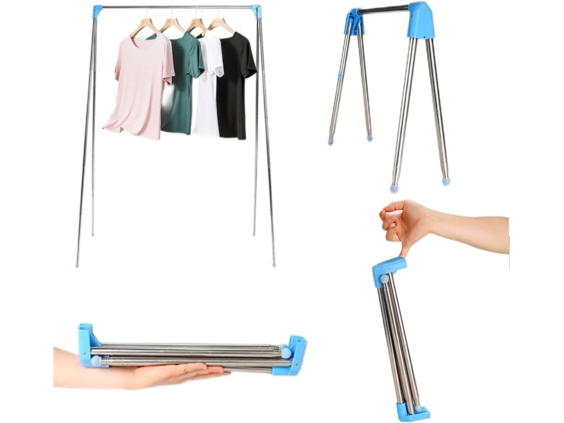 Percha portátil, plegable y retráctil para lavar la ropa.