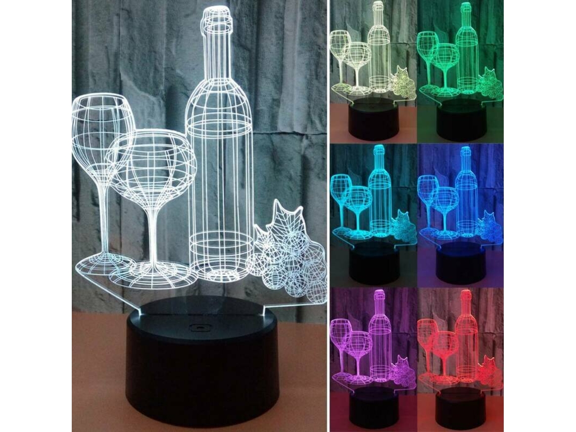 7 Color 3D Vino Tinto LED Luz Noche Táctil Táctil Lámpara Lámpara Dormitorio Dormitorio Kids Room Regalo SLD