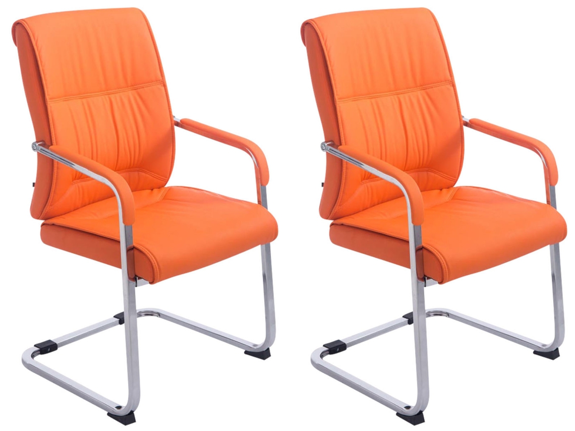 Juego de 2 sillas cantilever Anubis XXL de piel sintética naranja CLP