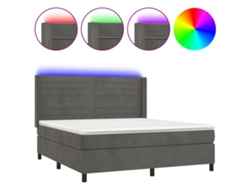 Maison Exclusive - Cama Box Spring Colchón Y Led Terciopelo Gris Oscuro 160x200 Cm