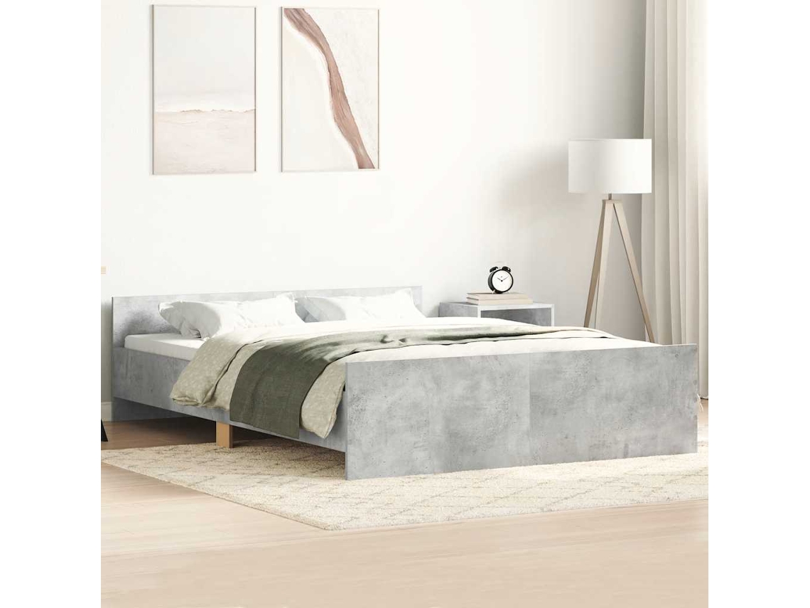 Estructura De Cama Con Cabecero Piecero Gris Hormigón 120x200cm