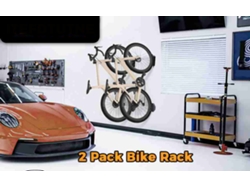 2 Set Soporte De Bicicleta De Pared Giratorio Resistente Fácil Instalación Ahorro De Espacio Negro