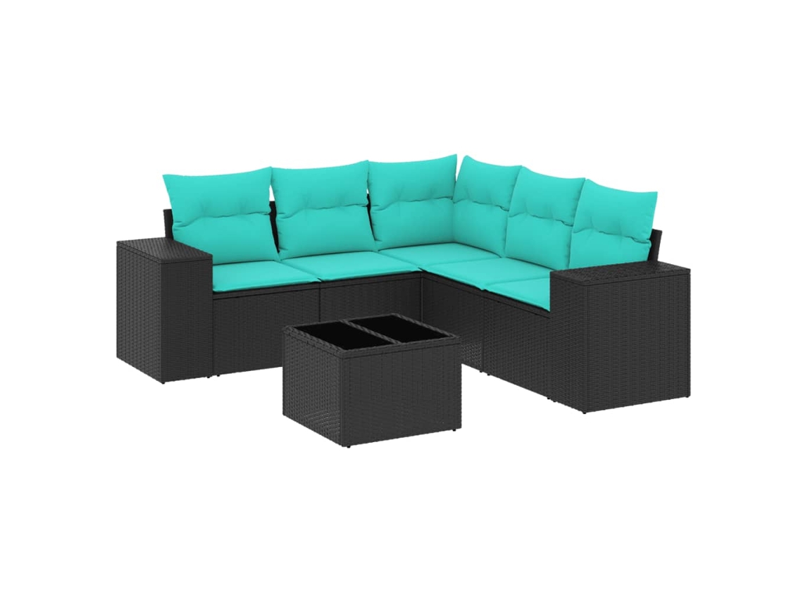 Maison Exclusive - Conjunto De Sofá De Jardín De 6 Piezas Con Cojines, De Poliratán Negro