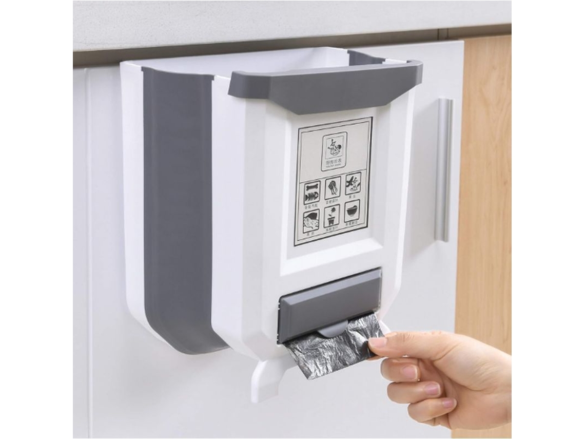 2026-basura Colapsable De Cocina Montado En Pared Para Hogar Oficina Baño Dormitorio Coche 24x16x25cm Blanco