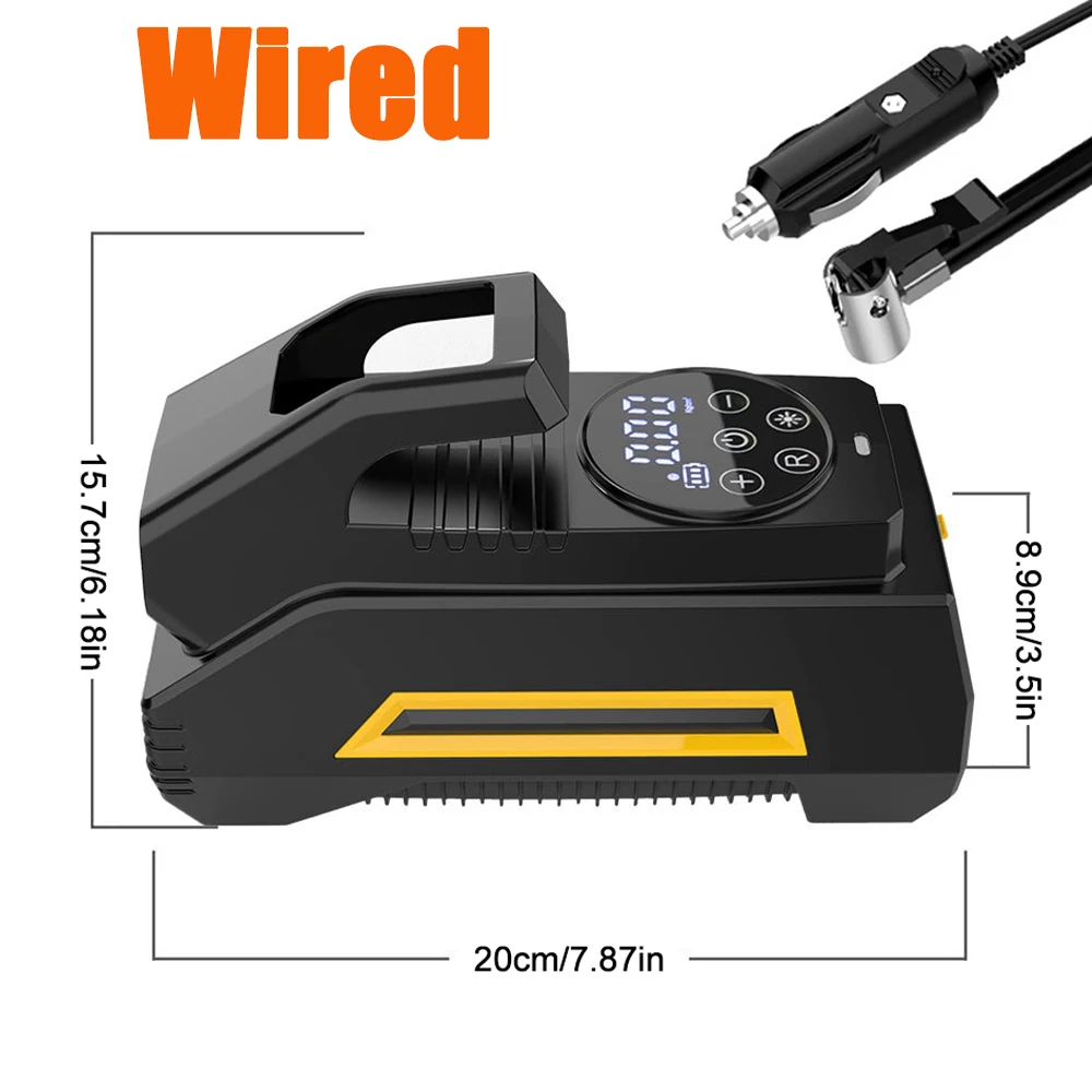 (modelo De Batería Con Cable) Inflador De Neumáticos Digital Con Luz Led Y Compresor