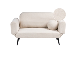 Sofá-cama Com Almofada Arredondada Beliani Dorotea De Bouclé Branco 190x79