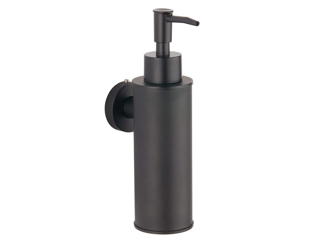 Dispensador de jabón redondo negro de acero inoxidable 304 para montaje en pared, 200 ml, reutilizable, para baño y cocina (modelo 2026).