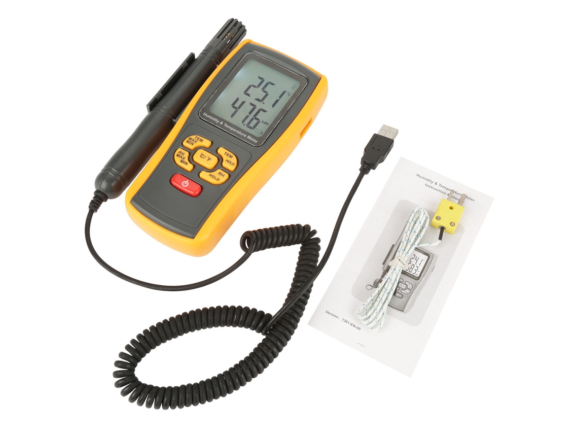 Medición Digital De Humedad Y Temperatura Gm1361 Tipo K, De 10 ℃ A 50 ℃ Y De 30 ℃ A 1000 ℃.