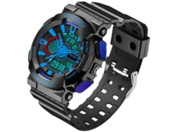 Reloj Electrónico Multifuncional Sanda Impermeable Con Doble Pantalla Deportivo (negro Azul)