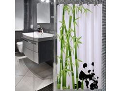 Cortina de ducha impermeable, lavable y resistente al moho con 12 ganchos, poliéster, Panda, 90 x 180 cm Jortmrd