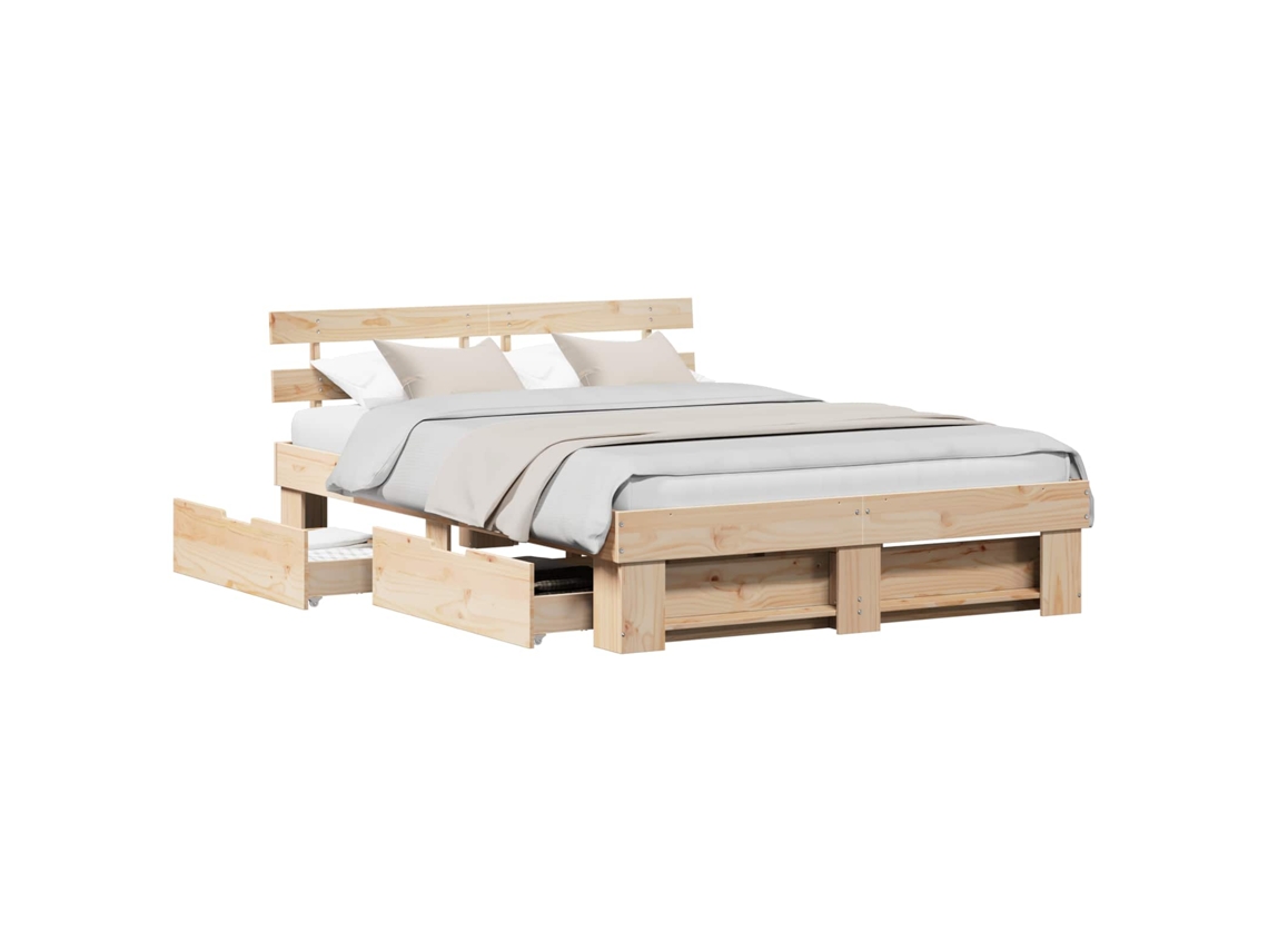 Maison Exclusive - Estructura De Cama Marrón 150 X 200 Cm Madera De Pino Macizo
